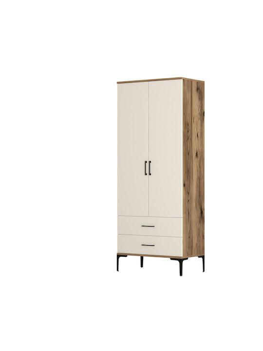 SteweHome Zwei-Tür-Kleiderschrank T Lidya Beige 80x47x201cm