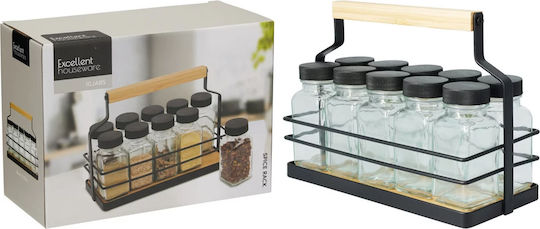 Excellent Houseware Spice Jars from Bamboo on Base 11 Pieces