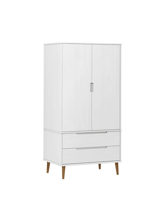 Doppeltür Kleiderschrank Molde Weiß 90x55x175cm