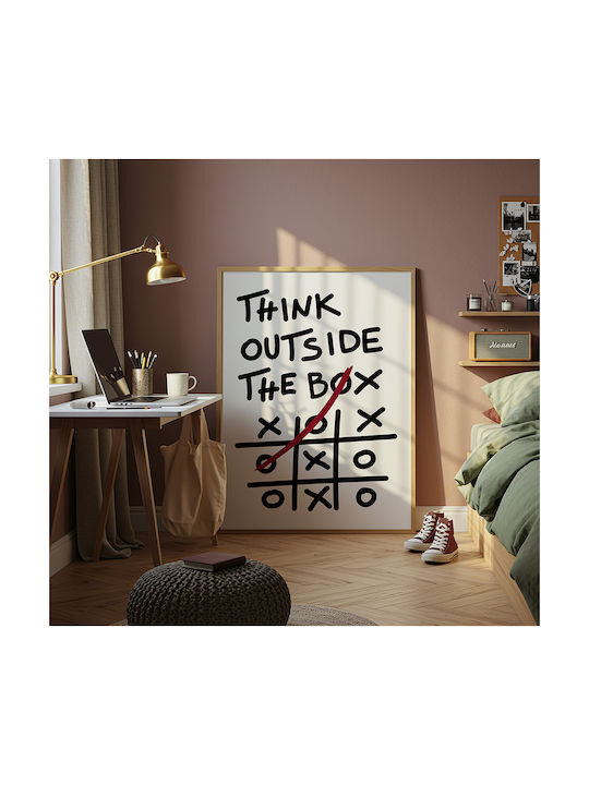 Quote Poster Think Outside Box Pq188 21cm X 30cm Κορνίζα Φυσικό Ξύλου Μπεζ