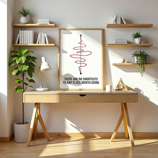 Quote Poster No Shortcuts Pq183 21cm X 30cm Natural Wood Frame Beige