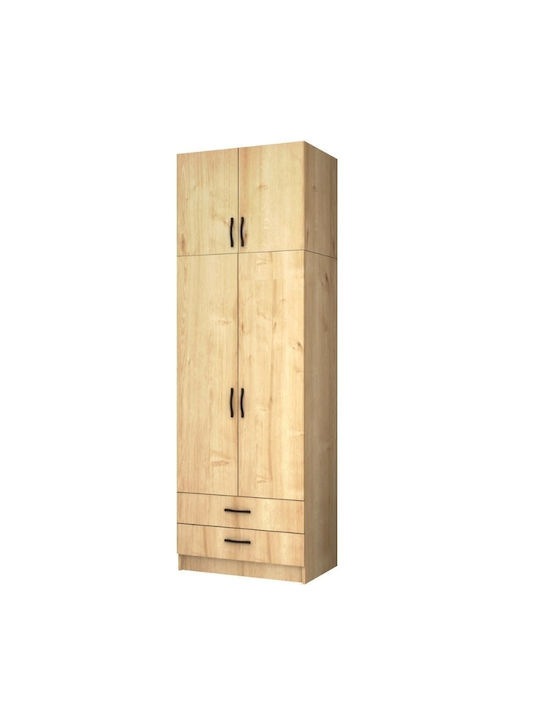 Двойна врата Гардероб Ricardo с Платформа Natural Beech 80x51.8x240см