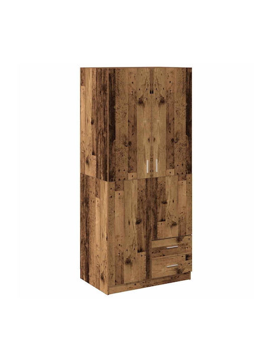 Double Door Wardrobe Old Wood 80x52x180cm