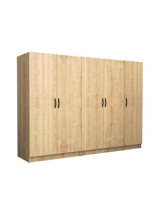 Fünf Türen Kleiderschrank Victoria Natural Beech 250x60x181cm