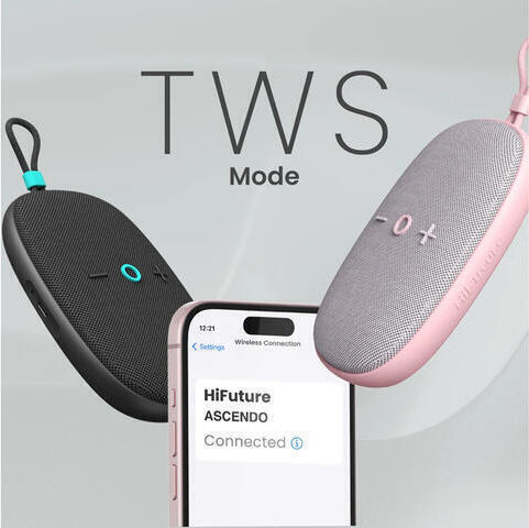 HiFuture Ascendo Wasserfestes Bluetooth Lautsprecher 20W mit Betriebszeiten bis zu 15 Stunden Schwarz