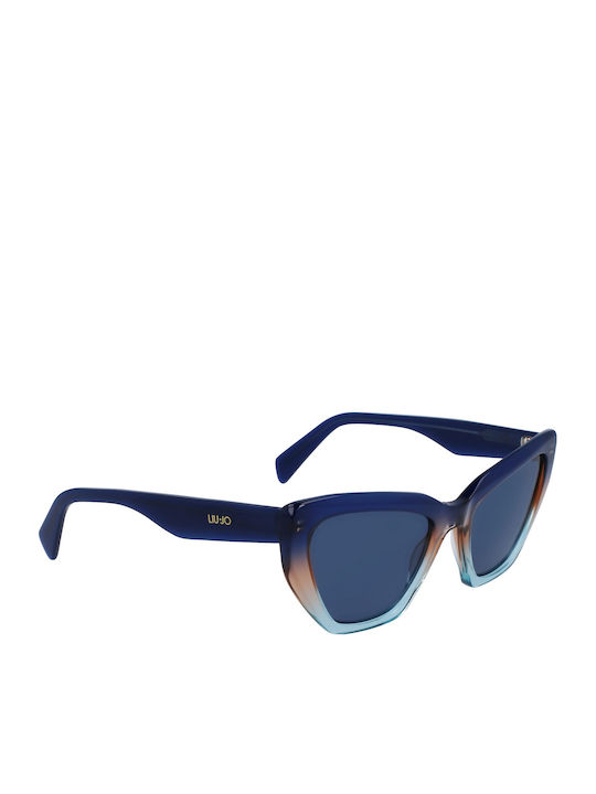 Liu Jo Woman Sunglasses with Blue Horn-Rimmed Frame and Blue Lens