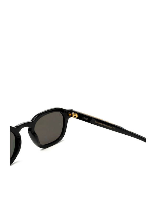 Faos Herren Sonnenbrille mit Schwarzem Horn umrandetem Rahmen und Schwarzem Glas SIKINOS-1