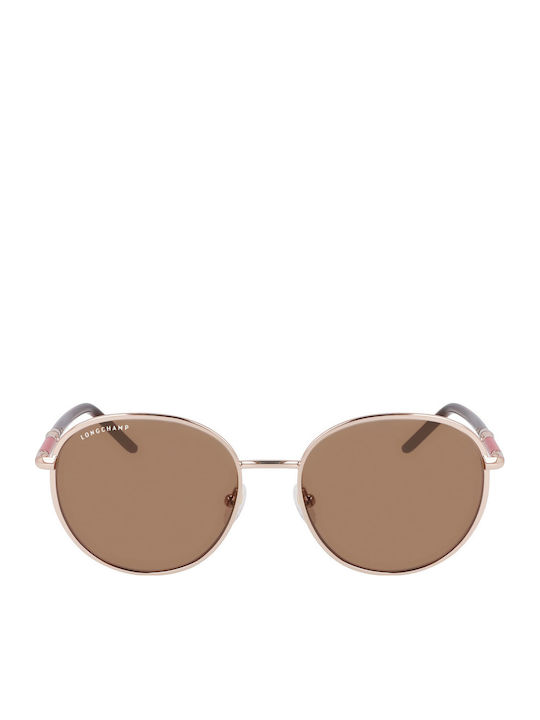 Longchamp Longchamp Damen Sonnenbrille mit Braunen Metallischen Rahmen und Braunen Gläsern