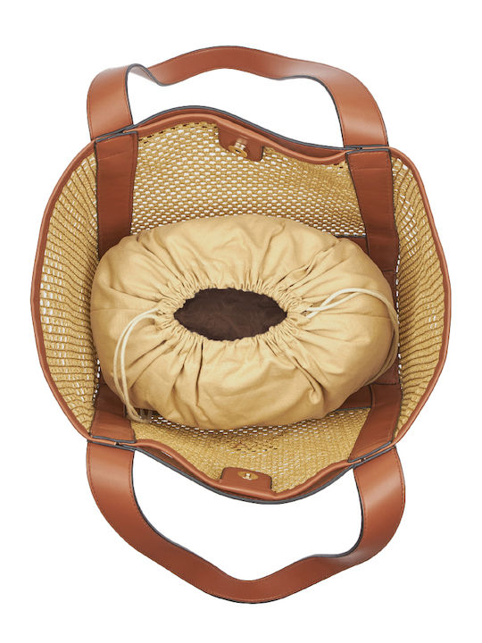 Fabric Women's Shoulder Bag Brown