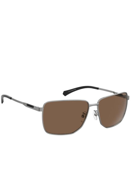 Polaroid Ochelari De Soare Pentru Bărbați Cu Ramă Metalică Argintie Și Lentile Polarized Argintii Cu Oglindă