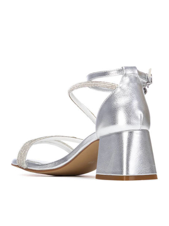 Xti Women's Silver Evening Sandals Barrette with Strass