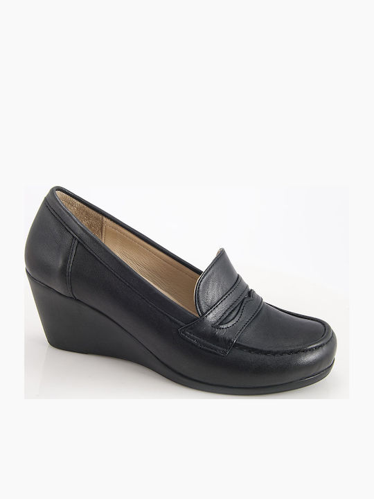 Leather Women's Loafers in Black Colour