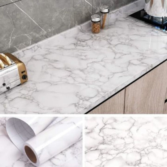 3d Self-adhesive Marble-style Wallpaper Waterproof Strong Adhesive Easy To Install Kitchen Countertops Furniture White Black