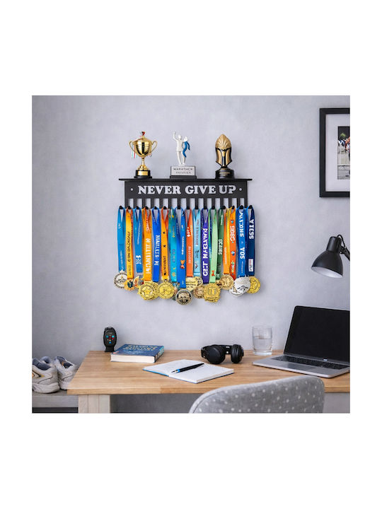 Agățătoare De Perete Metalică Cu 15 Compartimente Neagră 30x6.5x6.5cm