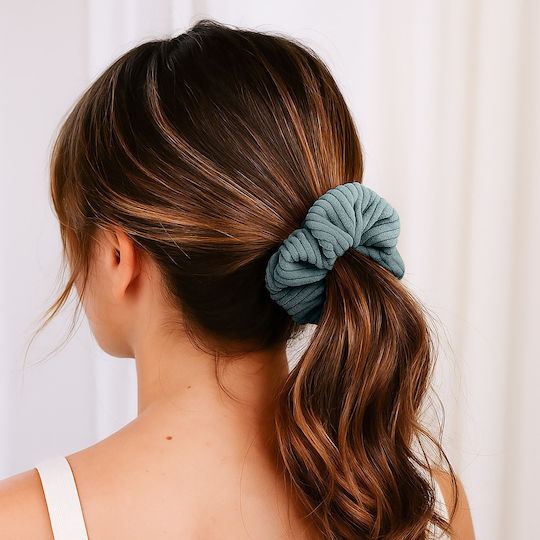 Classic Scrunchie Vintage Green Ribbed Velvet Hair