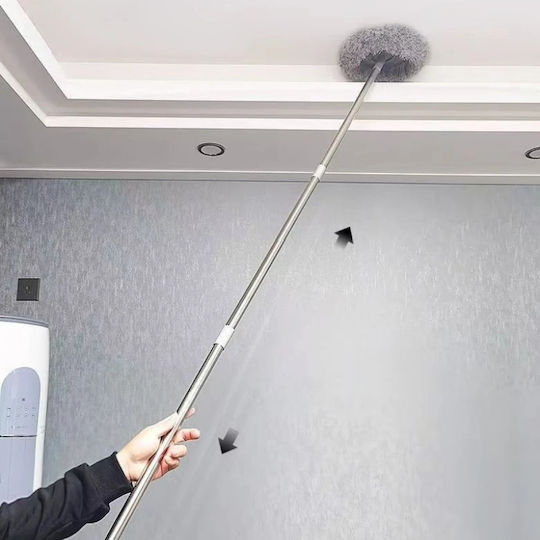 Mop De Curățare Prafului Mâner Din Oțel Inoxidabil Lungime Mâner Reglabilă 45 180 Cm Două Pânze Detasabile Dimensiuni 29 X 195 Cm Argintiu