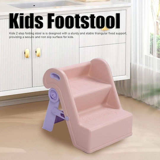 Little Mom Foldstep Suport Pentru Copii Roz Pliabil Cu Două Trepte Compact Design Ergonomic Mâner Integrat Accesoriu Practic Detasabil