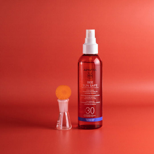 Apivita Bee Sun Safe Ηλίανθος & Καρότο Αδιάβροχο Αντηλιακό Λάδι για το Σώμα SPF30 σε Spray 200ml