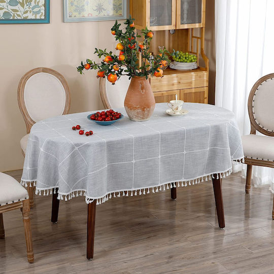 FRIPIA Покривка за Маса с Бродерия Сива 140x250см FRIPIA Покривка за Маса с Бродерия Сива 140x250см
