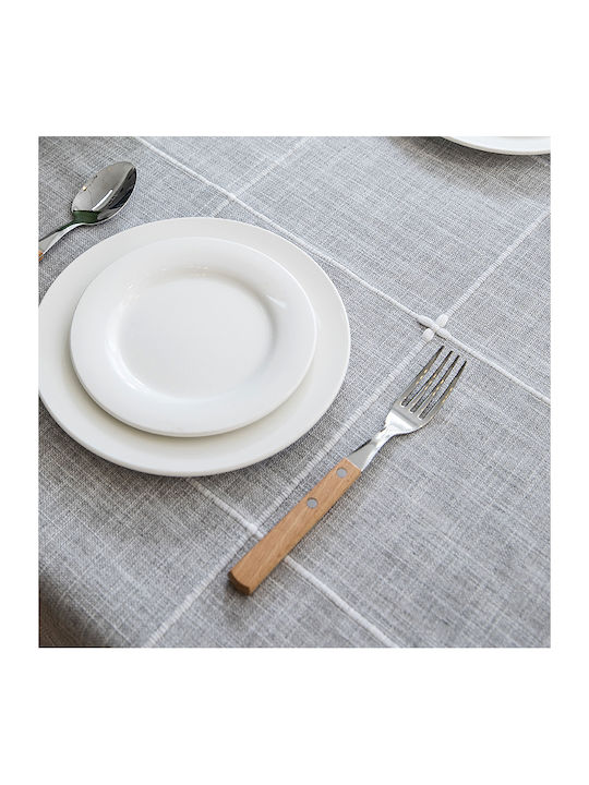 FRIPIA Покривка за маса Лен с Бродерия Сива 140x250см