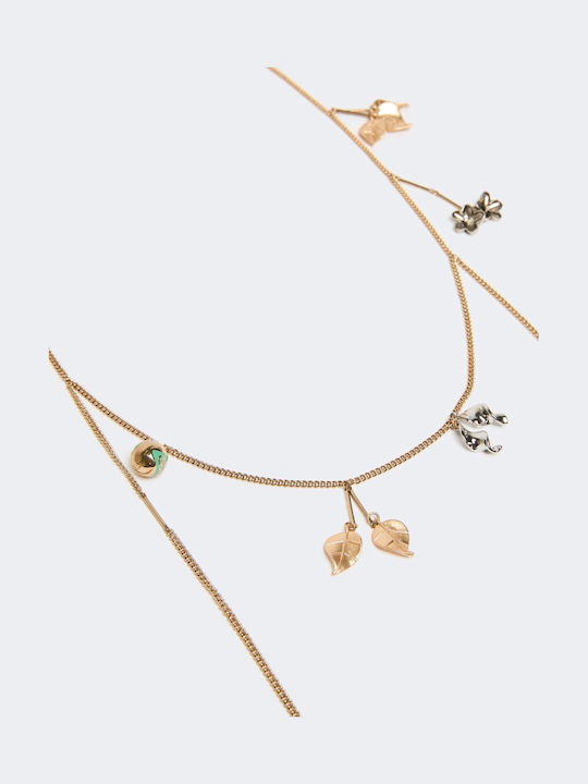 Weekend Maxmara Κολιέ Επιχρυσωμένο Πράσινο