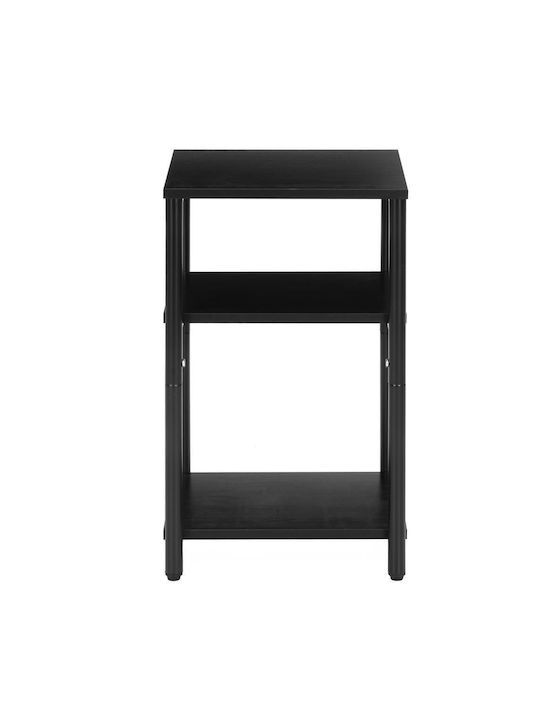 Нощно Шкафче Дървено с Метални Крака Черно 35x31x59см