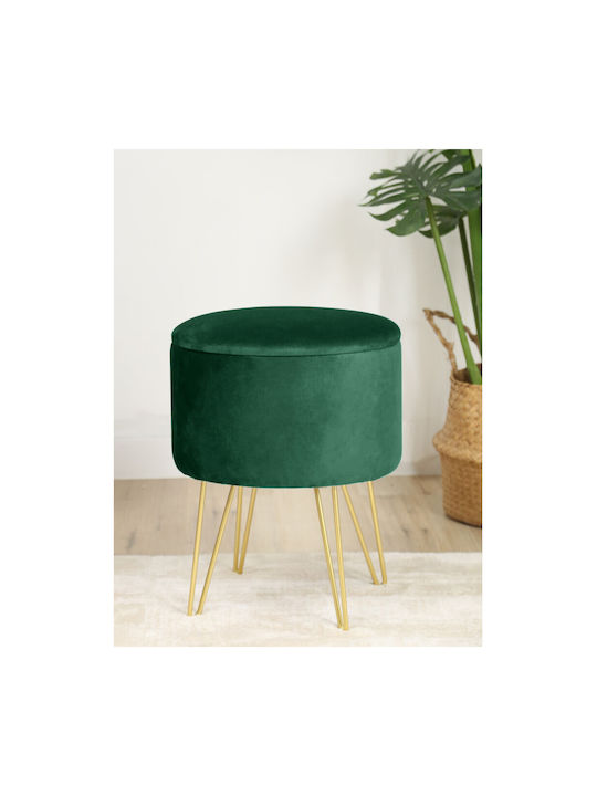 Taburet Camera De Zi Cu Spațiu De Depozitare Tapițat Cu Catifea Verde Lili 35x35x45cm