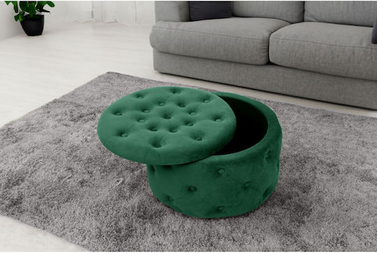 Taburet Camera De Zi Cu Spațiu De Depozitare Tapițat Cu Catifea Alia Verde 55x30x30cm