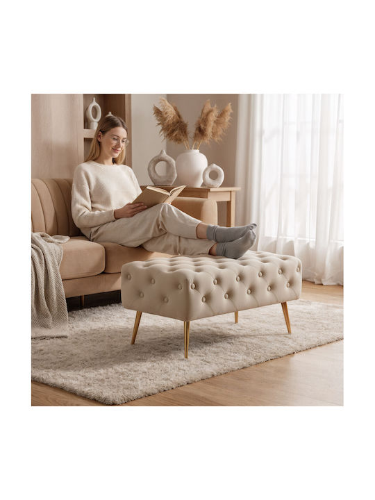 Samt Hocker Für Das Wohnzimmer Beige 80x42x41cm