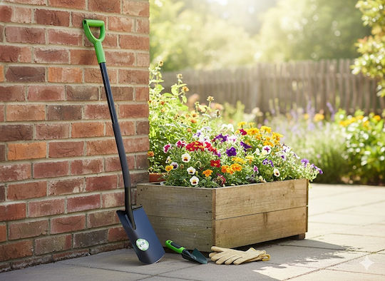 Lopată Grădină Vârf Ascuțit Mâner Tip D Oțel Acoperit cu Pulbere Mâner 120 Cm Verde Negru