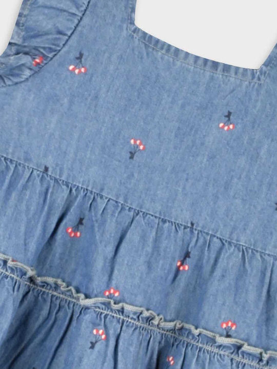 Girls Dress Sleeveless Denim Set with Accessories Multicolour