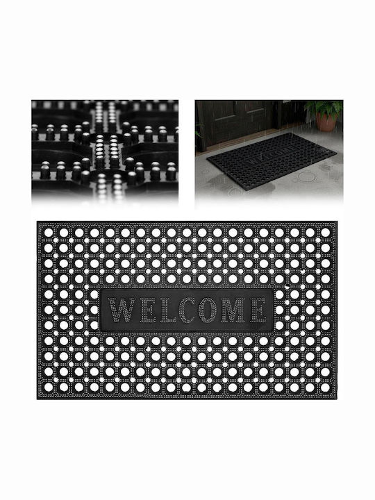 Non-Slip Rubber Black Doormat 75x45cm Thickness 13mm