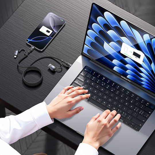 Yesido Braided USB to Type-C / Lightning Cable Μαύρο 1m