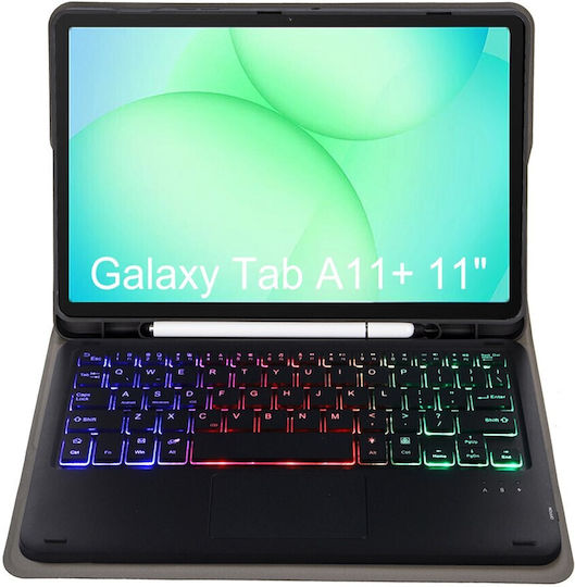 Abnehmbarer Bluetooth Klappdeckel mit Tastatur Schwarz für Samsung Galaxy Tab A11+