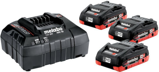 Metabo Σετ 3 Μπαταριών Εργαλείου 18V Χωρητικότητας 4Ah με Φορτιστή