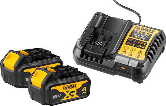 DEWALT Σετ 2 Μπαταριών Εργαλείου 230V με Χωρητικότητα 4Ah