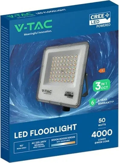 V-TAC Pro Στεγανός Προβολέας LED 50W Θερμό Λευκό 3000K IP65