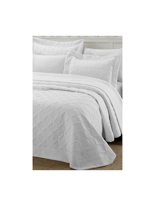 Beauty Home Promise Art 12507 Coverlet Set Super King White 230x250cm 3pcs