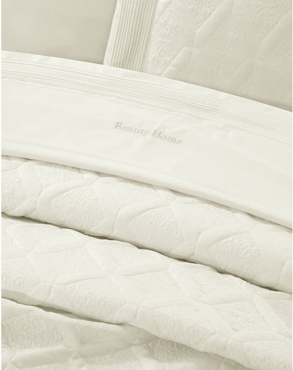 Beauty Home Promise Art 12507 Σετ Κουβερλί Υπέρδιπλο Εκρού 230x250cm 3τμχ