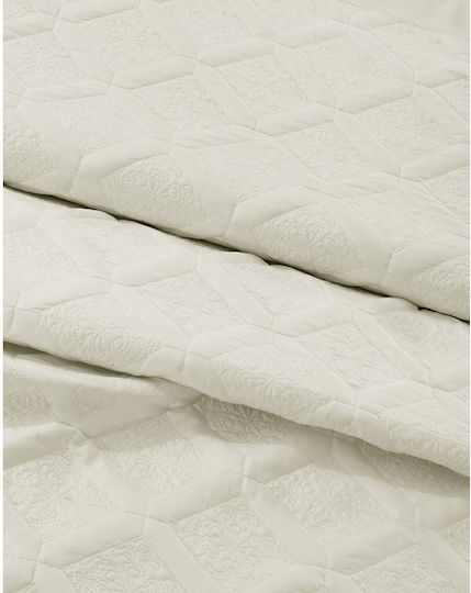 Beauty Home Promise Art 12507 Σετ Κουβερλί Υπέρδιπλο Εκρού 230x250cm 3τμχ