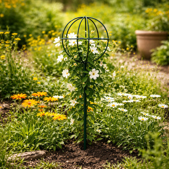 Suport Metalic Pentru Plante Flori Plante Cățăroare Zola Tip Sferă Diametru 17 Cm Înălțime 50 Cm Oțel Verde