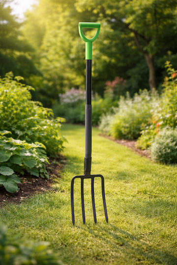 Garten Heugabel Mit Stahlzinken Metallgriff 120 Cm Schwarz
