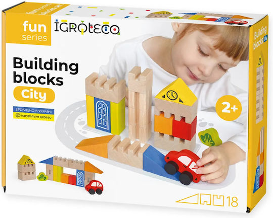 Igroteco Cuburi De Construit Educative Din Lemn Pentru 2+ Ani 18 Bucăți