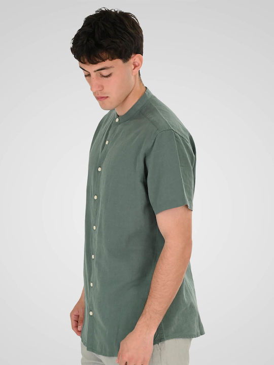Short Sleeve Linen Shirt Palm Green