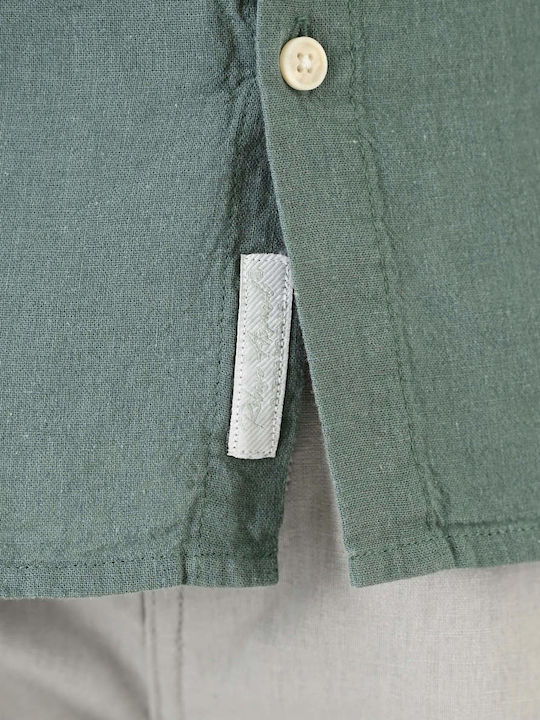 Short Sleeve Linen Shirt Palm Green