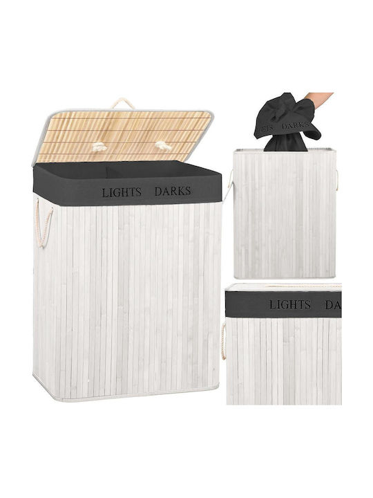 Καλάθι Απλύτων Bamboo Πτυσσόμενο 105lt 63x52x33cm Λευκό