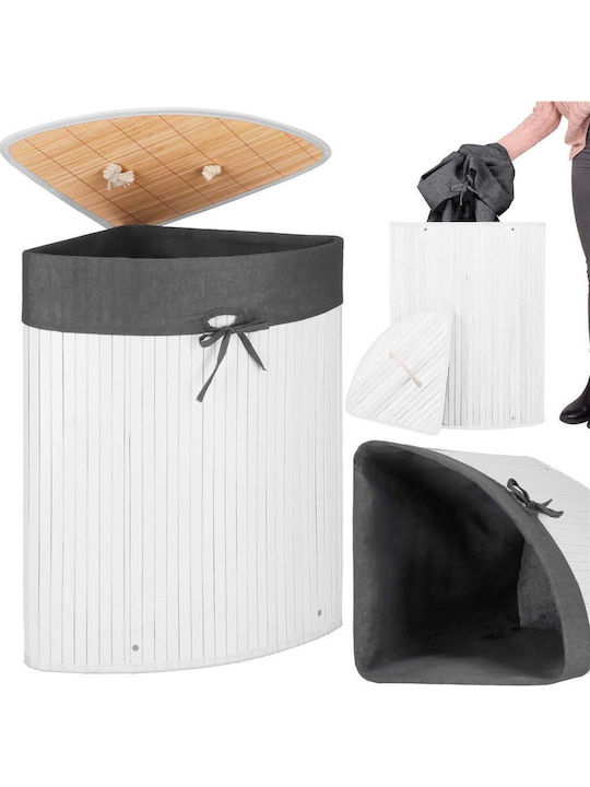 Coș De Rufe Din Bambus 60L Cu Capac 55x35x60cm Alb