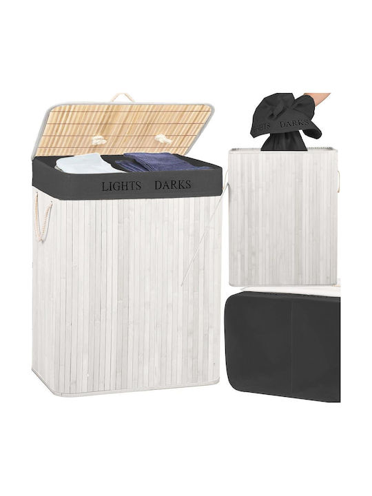 Καλάθι Απλύτων Bamboo Πτυσσόμενο 105lt 63x52x33cm Λευκό