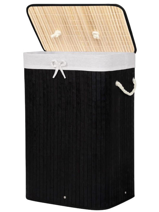 Sersimo Wäschekorb Bamboo 72lt mit Deckel 40x30x60cm Schwarzes