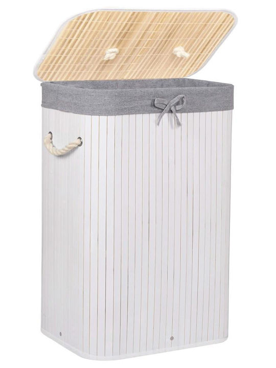 Coș De Rufe Din Bambus 72lt Cu Capac 40x28x60cm Alb